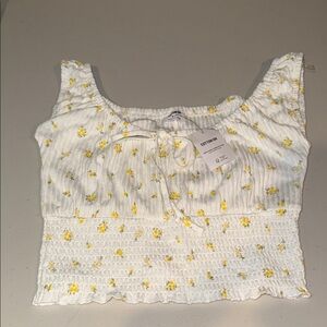 Cotton On Floral White and Yellow Crop Top